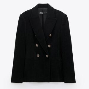 Zara dark blue velvet suit blazer jacket